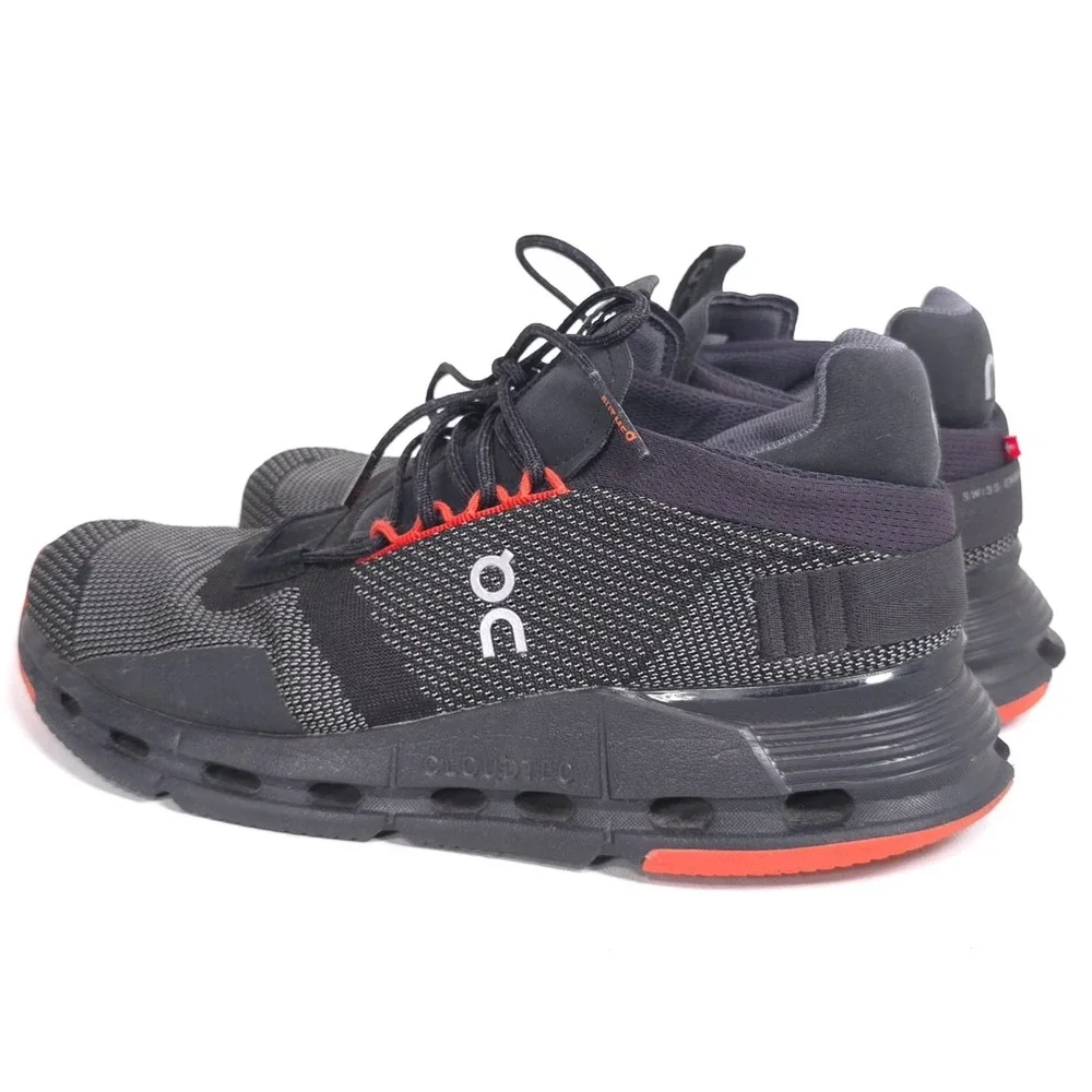 ON CLOUDNOVA Running Shoes Men's US 7.5 EU 40.5 Athletic Sneakers Black & Orange